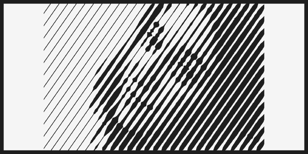 A portrait built from connected metal slats